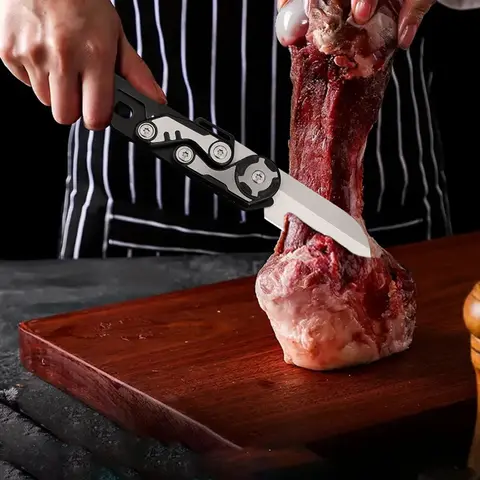 Stainless Steel Multi-Use Knives Set - Durable Meatknife, Efficient Cutting Meat Tool, Sturdy Cutlery for Camp Kitchen Cooking (Camping & Hiking Essential)