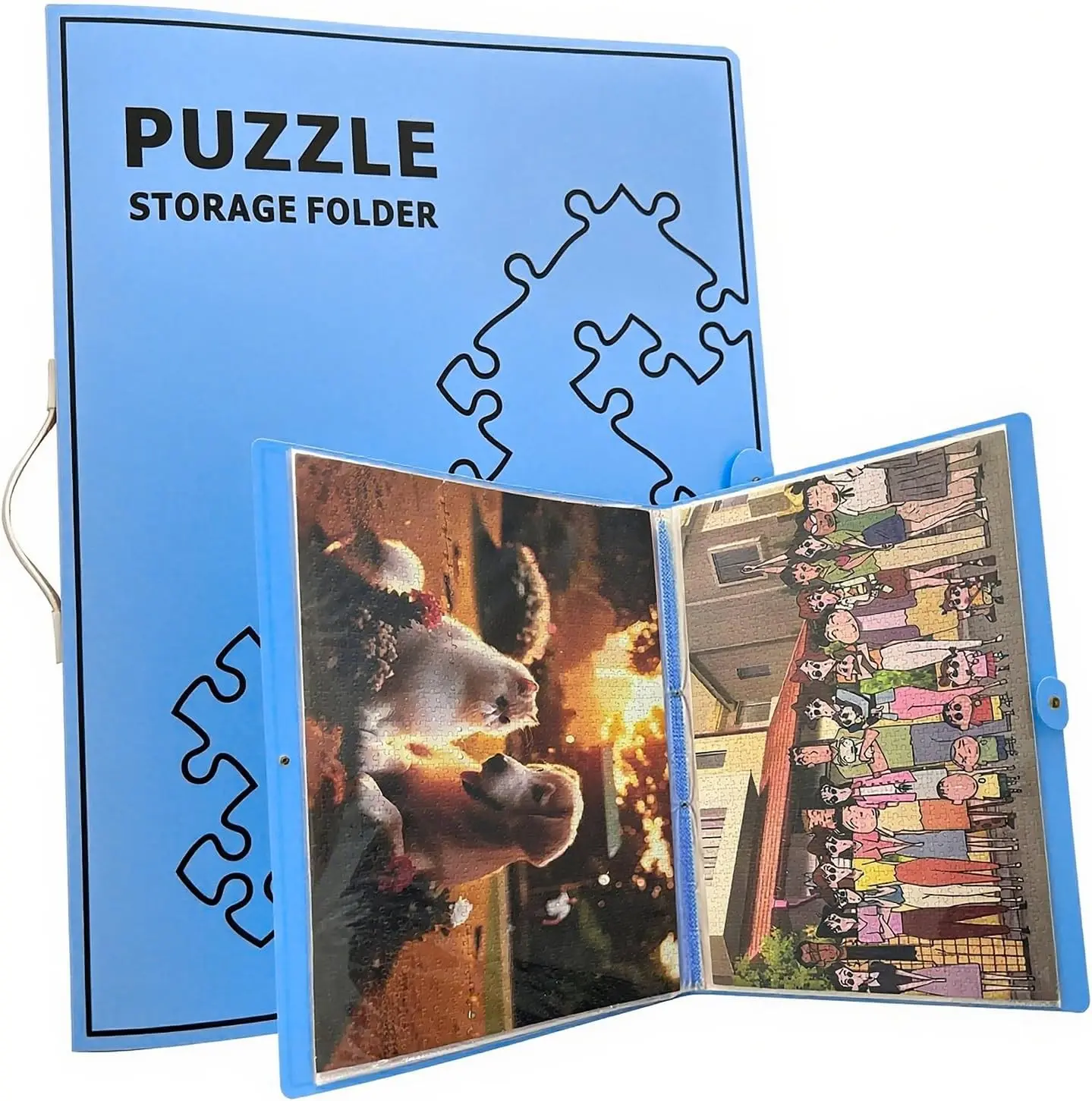 Puzzle Storage Folder for Jigsaw Puzzle, Blue | Holds 20 Puzzles, Space-Saving Organizer, HD Film Pockets, Jigsaw Puzzle Keeper
