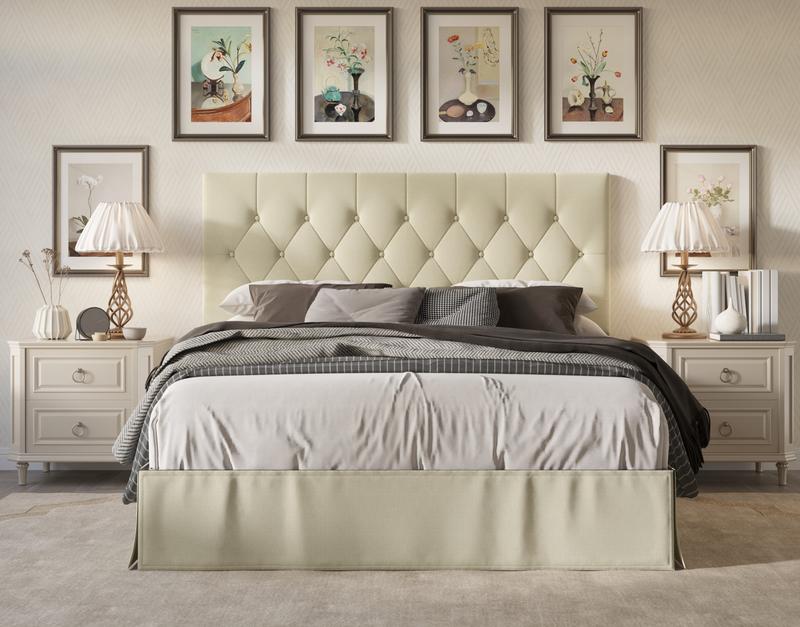 Favorer Billy Tufted Upholstered Platform Bed - Wingback or Non-Wingback, Available in Multiple Sizes, Classic Design