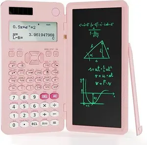 NEWYES Scientific Calculators for Students, 991ES MAX Office Calculators with Notepad Desktop, 4-Line Display Calculator with LCD Writing Tablet, Battery Rechargeable Power Calculator School Supplies （Pink）