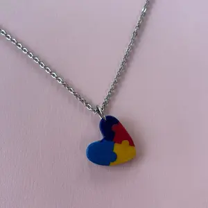 Autism Heart Necklace - Colorful Pendant with Puzzle Design