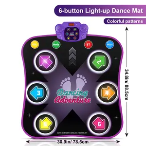 Dance Mat Toys for 3-12 Year Old Kids Electronic Dance Pad with Light-up 6-Button Wireless Bluetooth 5 Game Modes Birthday Gifts Fun Christmas Gift for Girls Interactive LED Design Non-Slip Durable Material