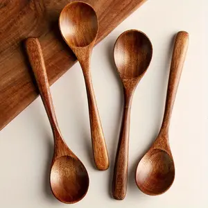 Japanese Wooden Spoon Household Tableware Dessert Spoon Soup Spoon Honey Coffee Mixing Spoon Utensils