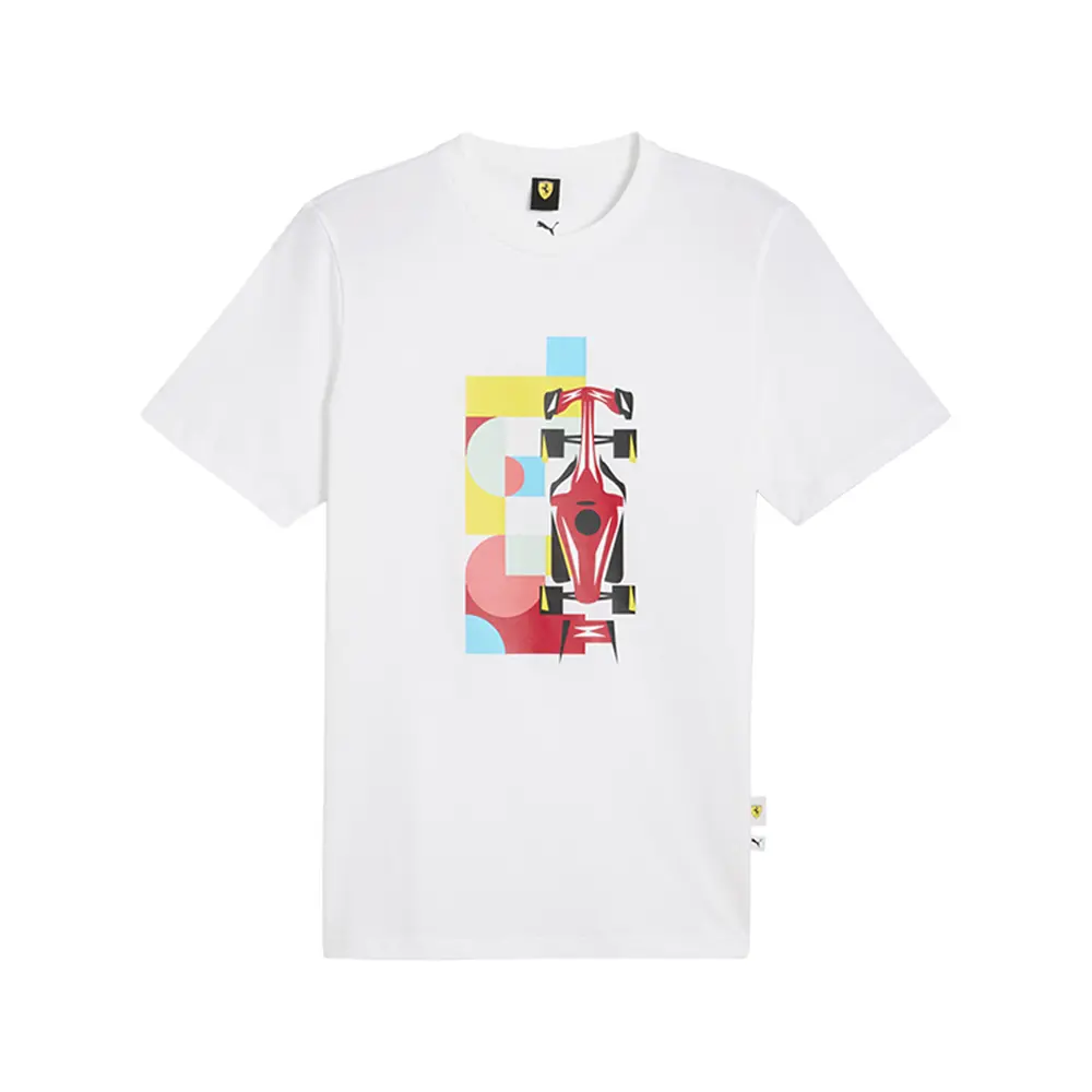 PUMA Mens Scuderia Ferrari Race Graphic Crew Neck Short Sleeve Casual Tops Casual - White