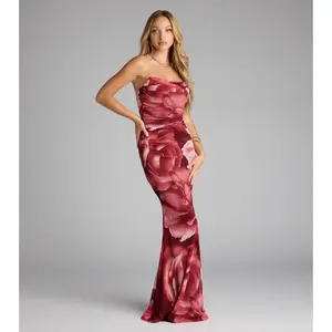 Danielle Floral Strapless Mermaid Formal Dress