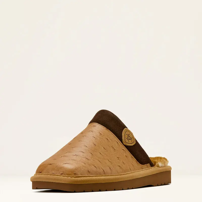 Ariat Silversmith Square Toe Ostrich Exotic Print Slipper - Tan