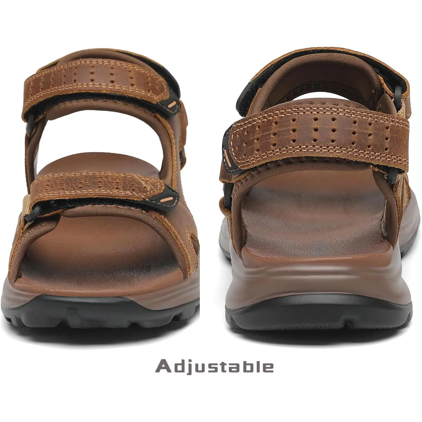 Men\'s Brown 3 Sandals Leather Open Toe Beach Sandal Outdoor Sport Hiking Men main image 2