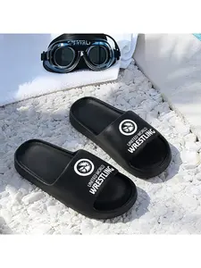 1pc ' & ' Slip- Wrestling Slippers - Lightweight Breathable Sneakers Suitable for Home, Beach, Travel - Unisex Indoor/Outdoor Shoes with Wrestling Print, Year-Round (No Closure Other Than Slip-)