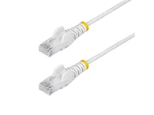 StarTech 3ft White Slim CAT6 Ethernet Cable, Snagless, 100W PoE, UTP, LSZH, 28AWG Bare Copper Wire, Slim RJ45 Network Patch Cord, Fluke Tested N6PAT3WHS