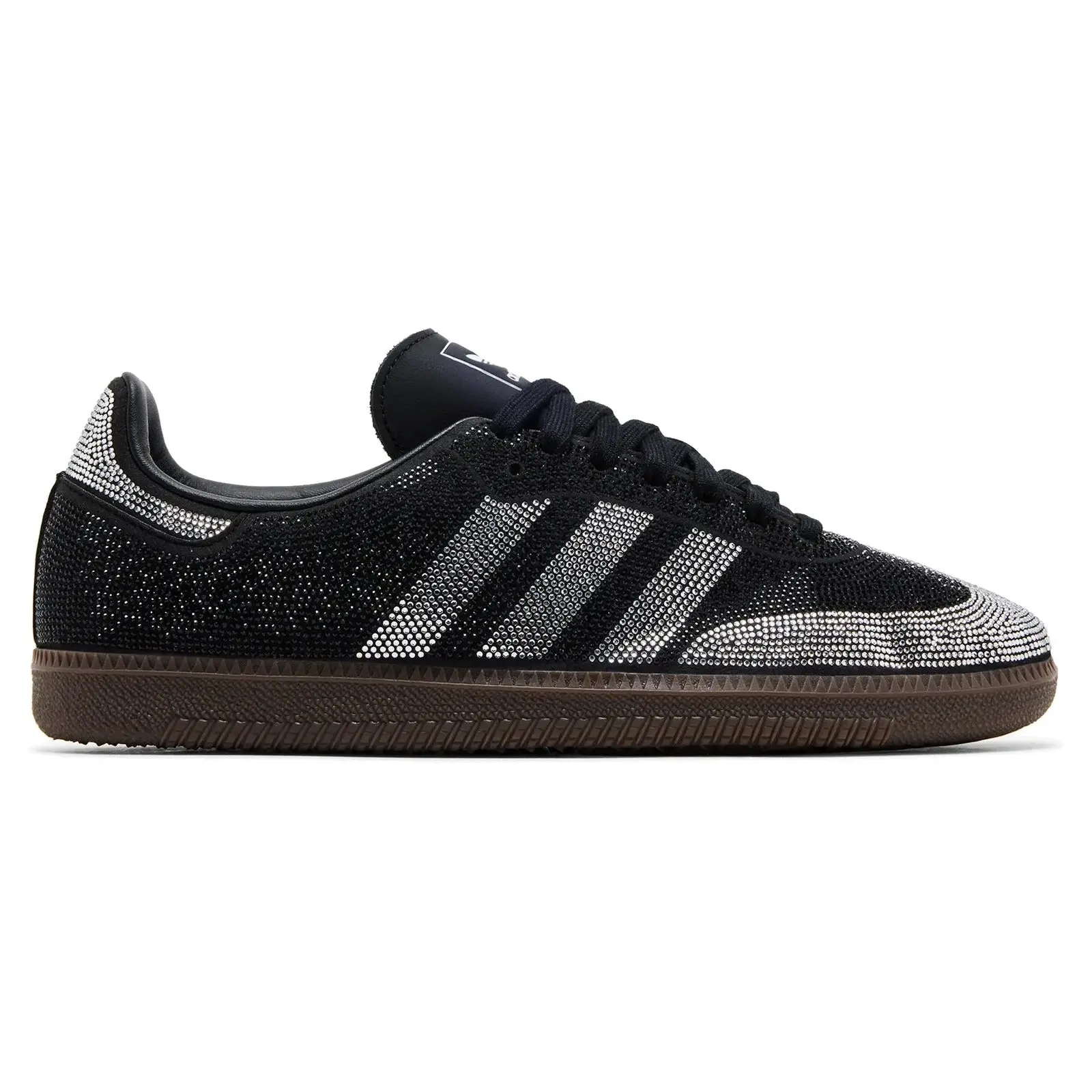 Adidas Samba OG Rhinestone Black Silver Women's Sneaker IH9052 Authentic Original Crystal Low Fashion Comfortable Everyday Wear Round Toe Box Closed Toe Shoe for Girls, Closed-Toe Casual Trainers, Streetwear-Inspired Casual Trainers