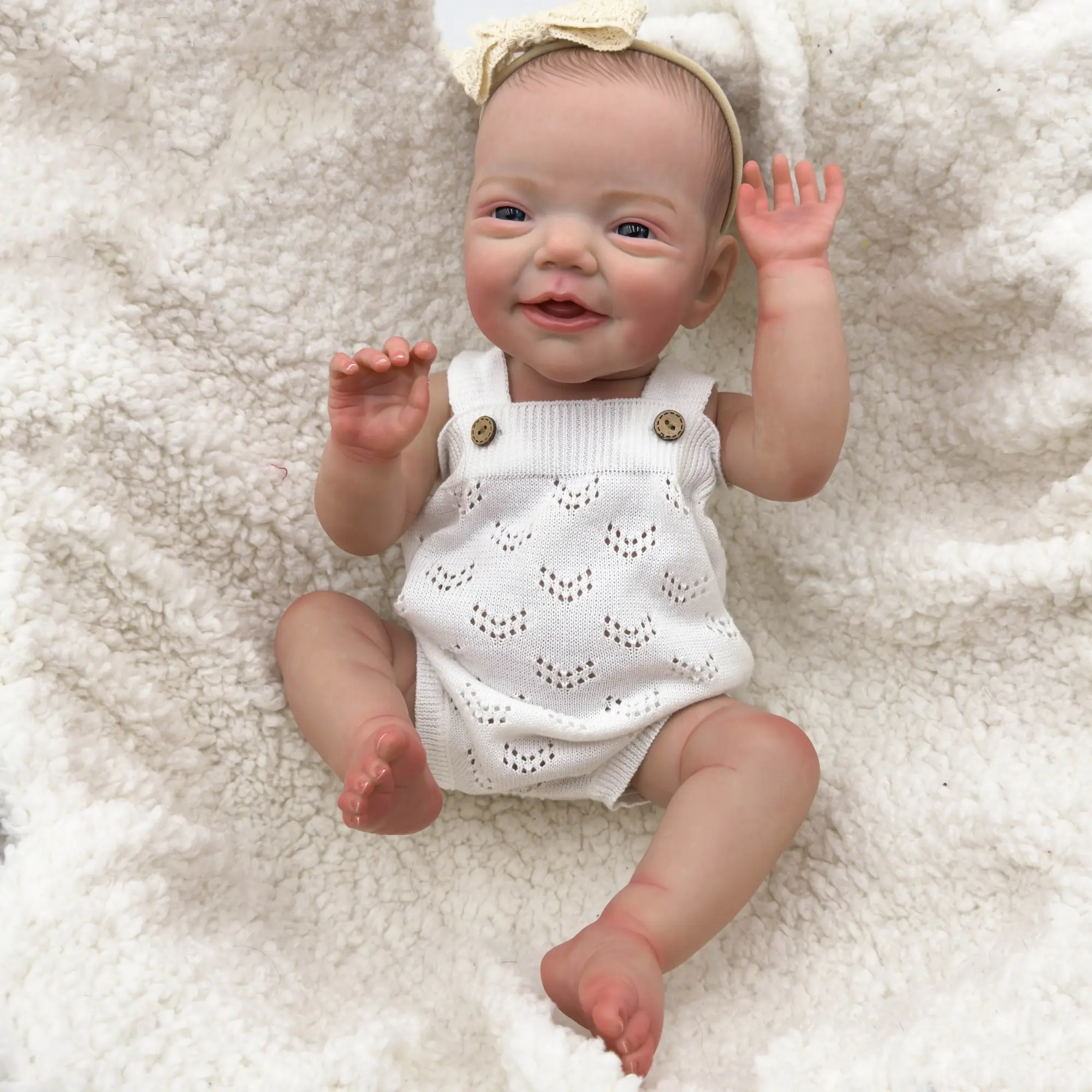 Real Look 19 inch Reborn Baby Dolls Girl Full Body Vinyl Girl Realistic Baby Doll with Painted Hair Lifelike Newborn Doll Toy Gift for Kids