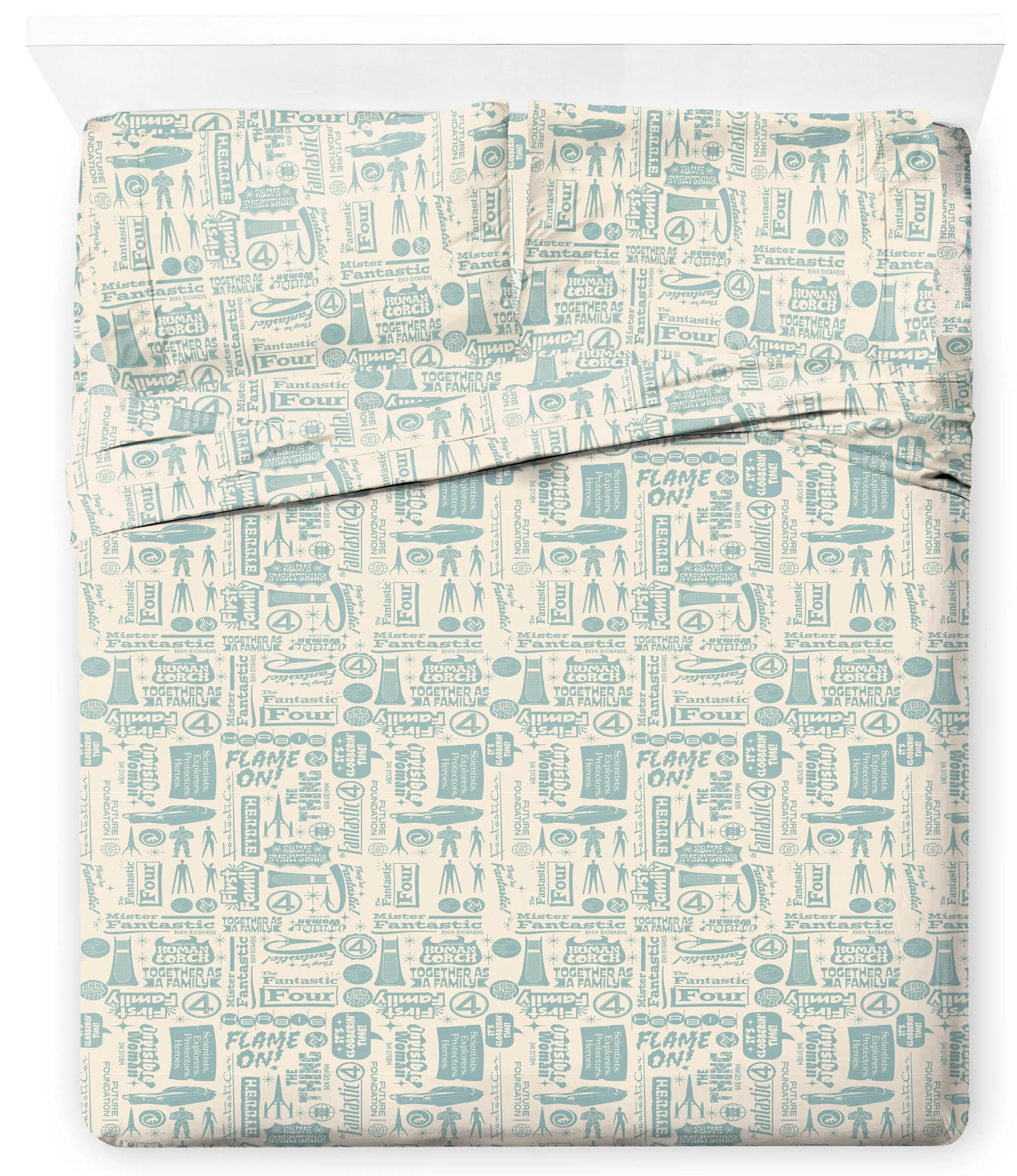 Jay Franco Marvel Fantastic 4 Vibrant Playful Sheet Set - 39” x 75”, 66” x 96” Sizes, 10” Deep Pockets