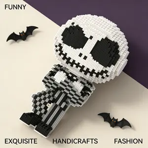 1755pcs Skull Suit Building Blocks Set, Creative DIY Craft Toy, Home Decor, Stress Relief Model, Birthday Gift