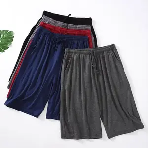 Plus Size 8XL 6XL Casual Sleep Shorts for Men Modal Men's Pajamas Shorts Summer Soft Five Points Beach Shorts Loose Homewear Fathersdaygift Oversize Baggy Elastic Loungewear Menswear Nightwear Classic Overall Suit