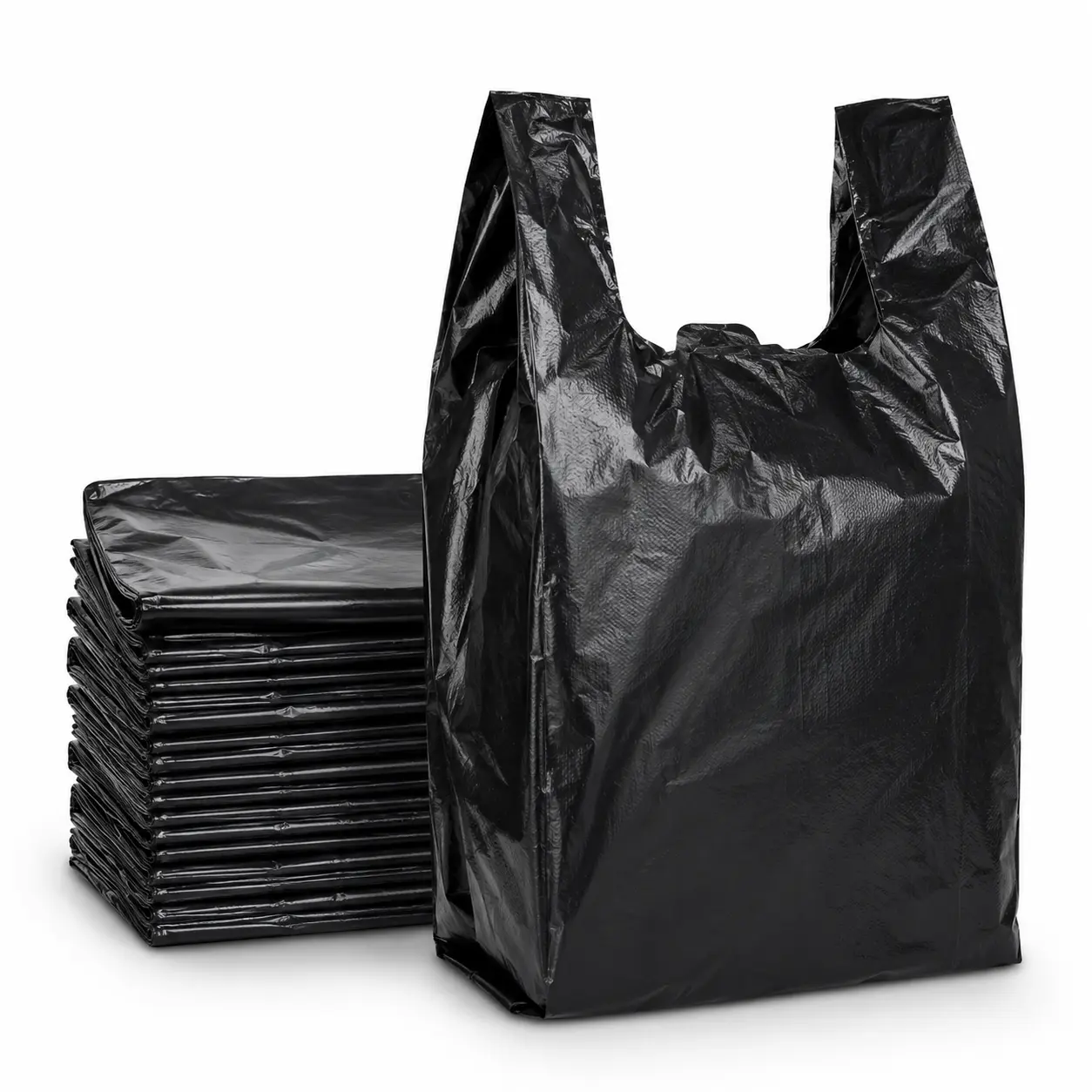Black T-Shirt Bags – 11.5"x6.5"x22" – 1000 Count – Durable & Convenient for Retail & Packaging