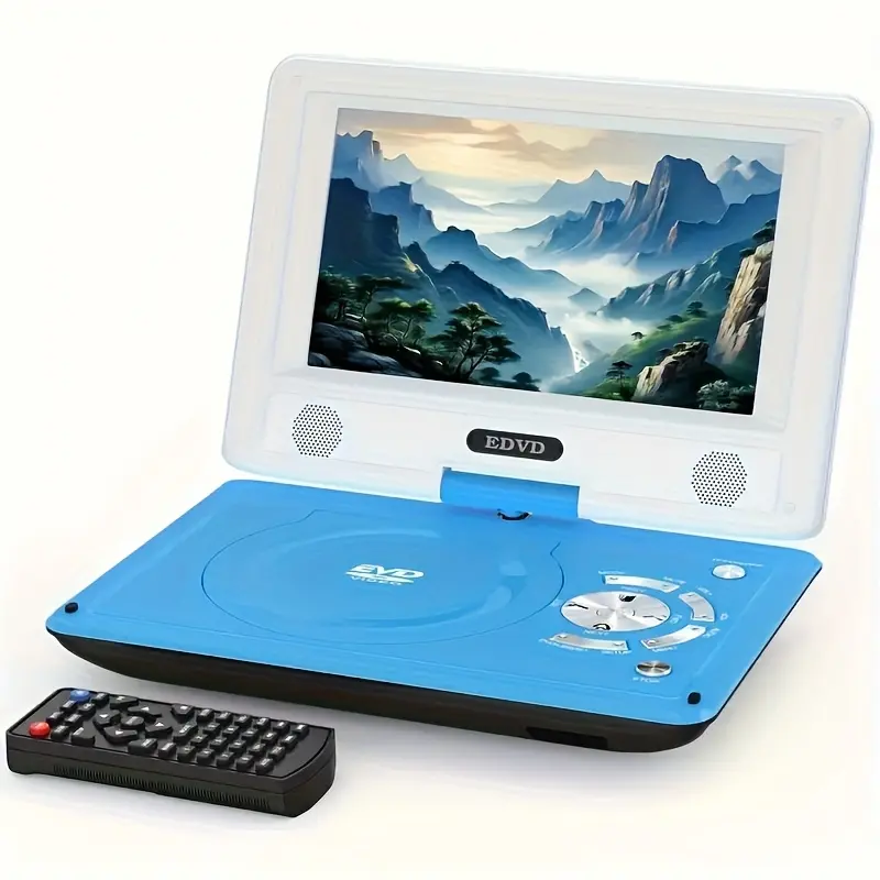 Portable DVD Player with 3-5 Hour Rechargeable Battery, LCD Screen, Home Theater Surround Sound, Remote Control, Car Charger Adapter, RCA, Karaoke Machine, 3.5mm Jack, Audio, Travel/Road Trip Multimedia Video Player, CD Compact Device