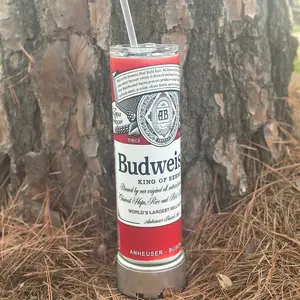Budweiser sublimated tumbler Funny Gift Beer cup Red white tumbler 20oz beer cup 30oz beer cup Bottle Drinkware Straw Lid Water Bottles Insulated Mug Portable