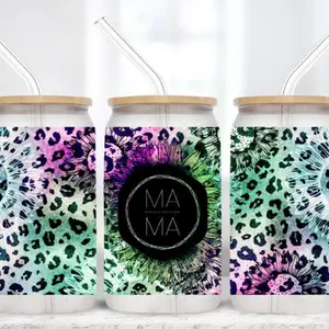 Mama Sunflower | 16 oz Frosted Glass Tumbler