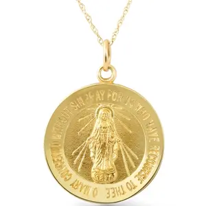 14k  Yellow Gold St. Mary Medal Pendant  1" Tall 5.5 Grams