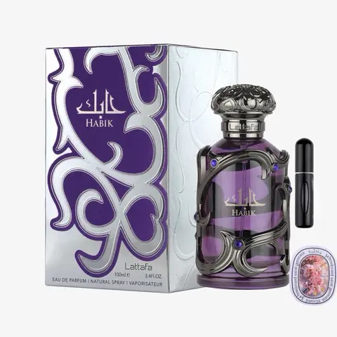 Habik Men's Charismatic 100ml (3.4 oz) Eau de Parfum Spray Kit - Vegan Cruelty-Free Luxury Evening-Ready Wear Fragrance with Spicy Opening, Sandalwood, Lavender, Artemisia, Woody Musk Base, Musky Finish, Amber, 5ML Refillable Bottle, Scented Card