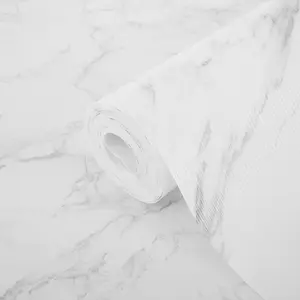 Marble Pattern Vinyl Shelf Liner Pad, Waterproof Non-Stick Drawer Mat, Anti-Slip Washable Cabinet Pads for Kitchen Fridge Bathroom