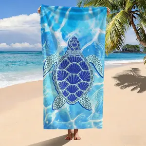 Tropical Beach Towel with Sea Turtle Design, Light Blue Water-Inspired Background, Stunning Beach Scene, Perfect for Summer Days, Multiple Sizes Available, Ideal for Vacation, Pool, and Beach Fun!