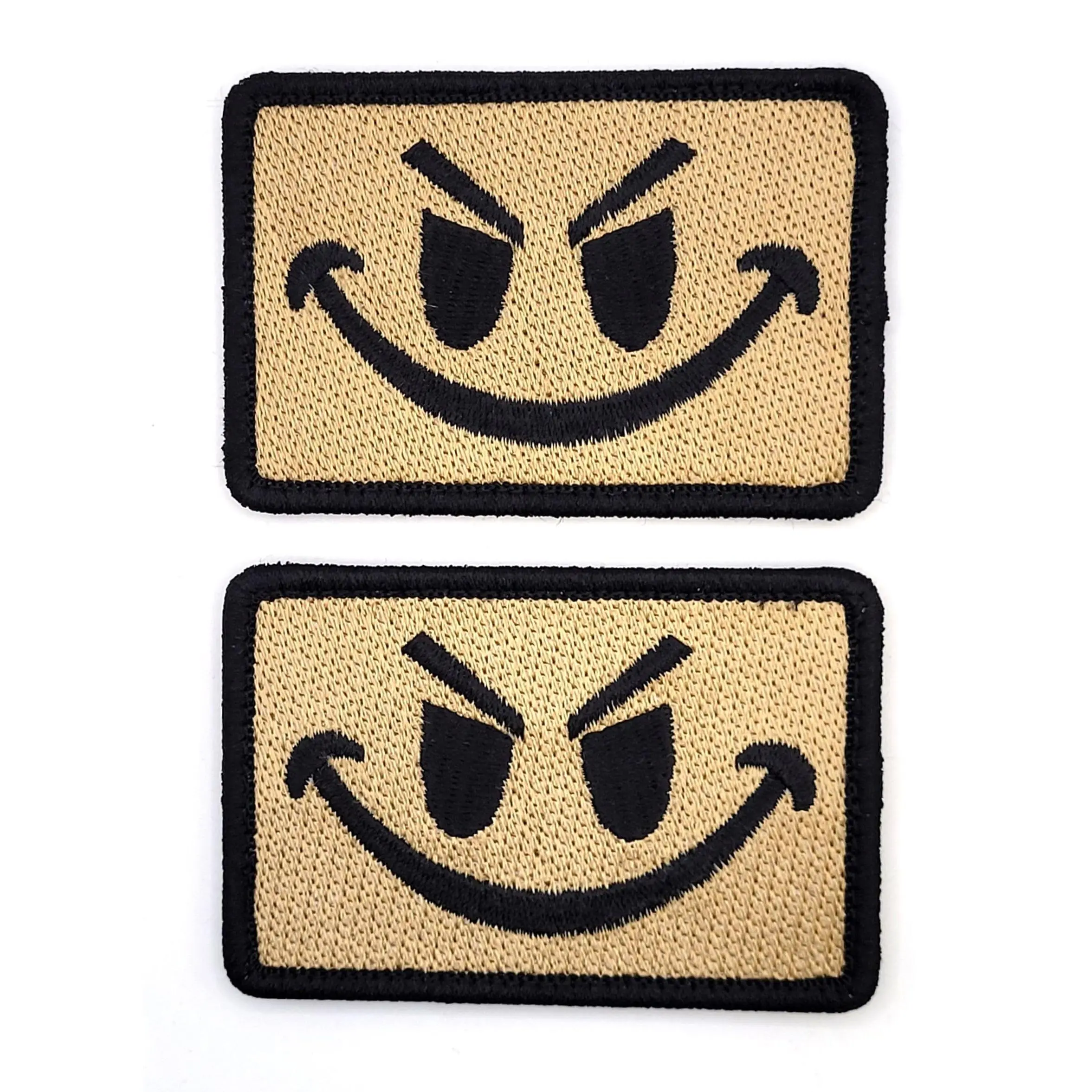 2 Piece Evil Smiley Face Tactical Patch [ Hook Fastener Patch 3.0 X 2.0 inch MSF-10]