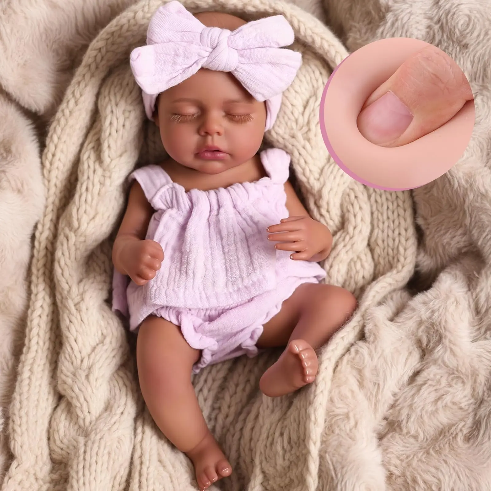 BABESIDE Lifelike Reborn Baby Dolls Daisy Black Girl- 12 Inch Soft Vinyl Body Realistic-Newborn Handmade Real Life Baby Dolls with Clothes and Toy Gift for Kids Age 3+