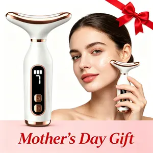 VibeBeauty Multifunctional LED Phototherapy Facial & Neck Beauty Device - Constant Temperature Heating, Deep Vibration Skin Massager, Anti-Aging Lifting Tool for Home Skincare (Fades Neck Lines, Double Chin, Facial Fine Lines)