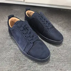 2026 electric embroidery suede flat bottom men's shoes, casual sports single shoes, riveted red bottoms, with original shoe box as a gift