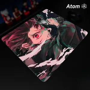 ATOM Mouse Pad  Anime Character Tempered Glass Mouse Pad, Laser Engraved Photovoltaic Glass, Super Slip Surface, Non-slip Honeycomb Base FPS Gaming Mouse Pad