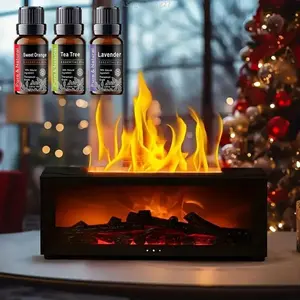 Fire Humidifier & Aroma Diffuser with 7-Color LED Flame Effect,  Remote colorful fireplace air  purifier diffuser. addict Lamp DiffuserEssential Oil Diffuser, Aromatherapy Machine, with Humidifier Lamp Diffuser with Cool MistASageLiving27AB9PeakVibe