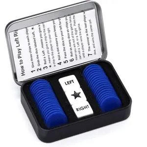 P-ITC070  Left Right Center Dice Game Set with 3 Dices + 36 Blue Chips (Blue)