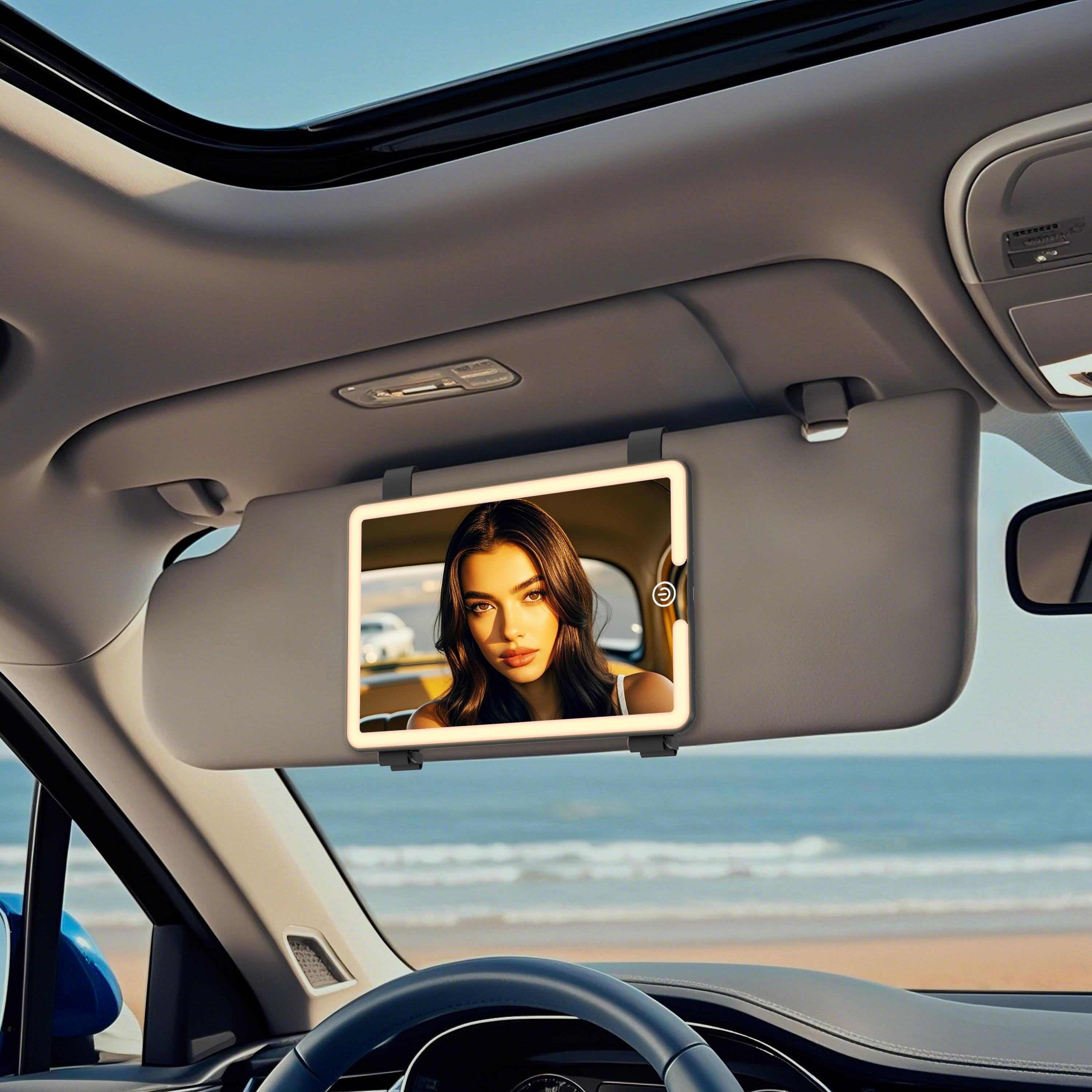 Rechargeable Car Vanity Mirror with 58 LEDs, Type-C Charging, and 3 Lighting Options