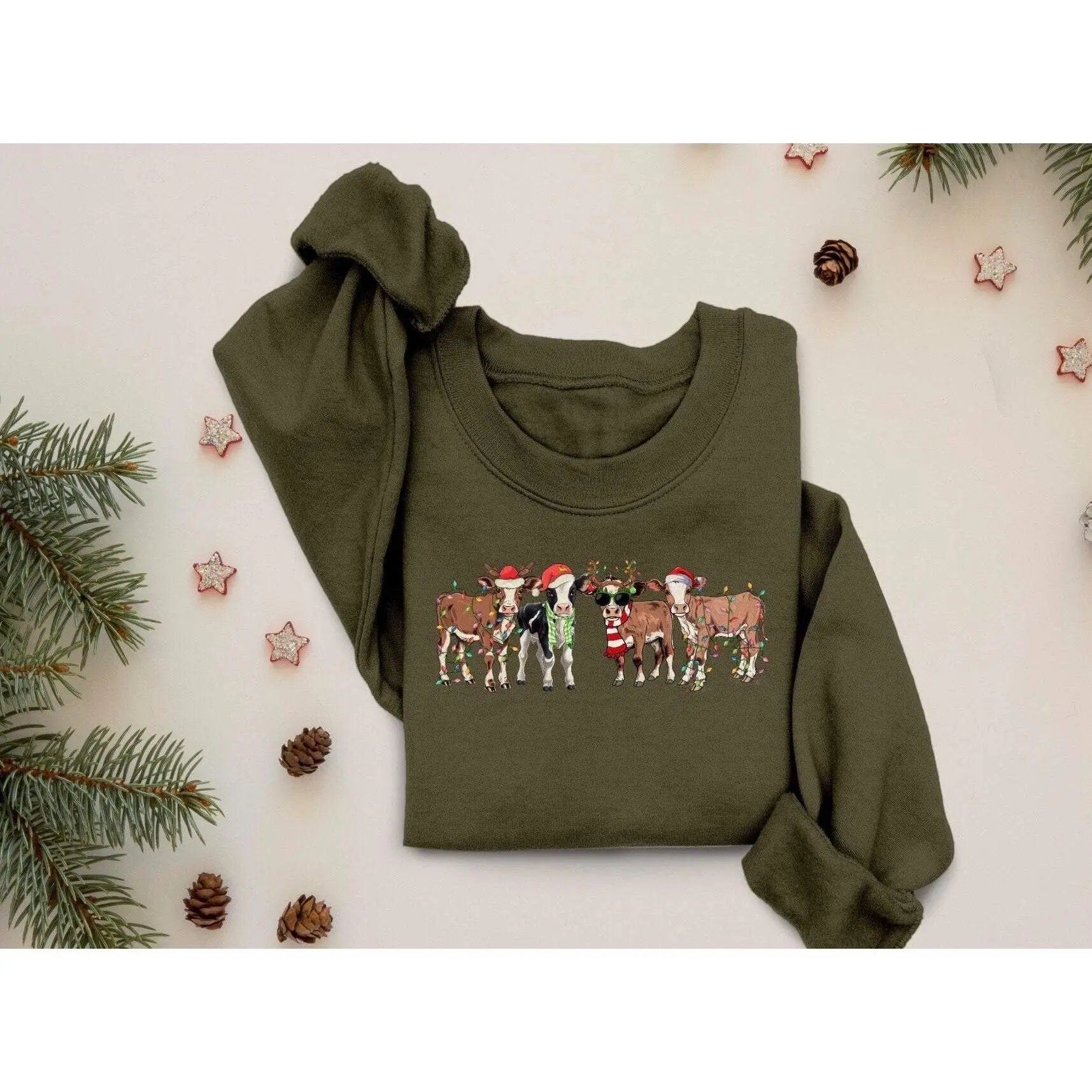 Christmas Cow Sweatshirt, Farmland Shirt, Womens Christmas Sweater, Funny Christmas Shirt, Christmas Highland Cow, Cow Sweater, ugly sweater