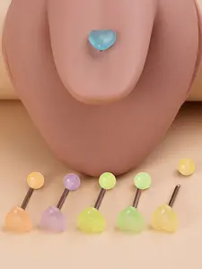 6pcs Glow in the Dark Tongue Piercing Jewelry, Stainless Steel Barbell Tongue Nail Designs, Unisex Body Jewelry for Women & Men
