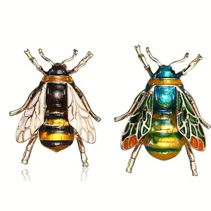 1 Pc Vibrant Colorful Bee Brooch - Delightful Animal Insect Theme Corsage Pin with Intricate Details - Functional Clothing Accessories for Women