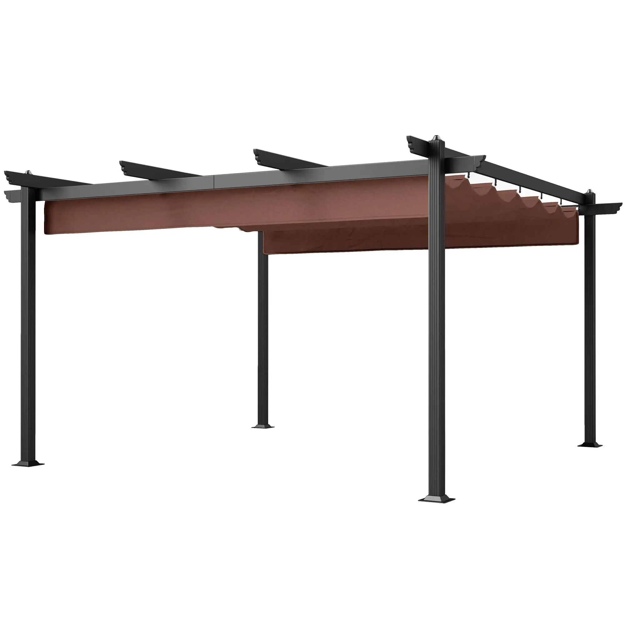 Outsunny 13' x 13' Retractable Pergola Canopy with Stronger Aluminum Frame, Outdoor Pergola Sun Shade Shelter for Garden, Patio, Backyard, Deck, Gray