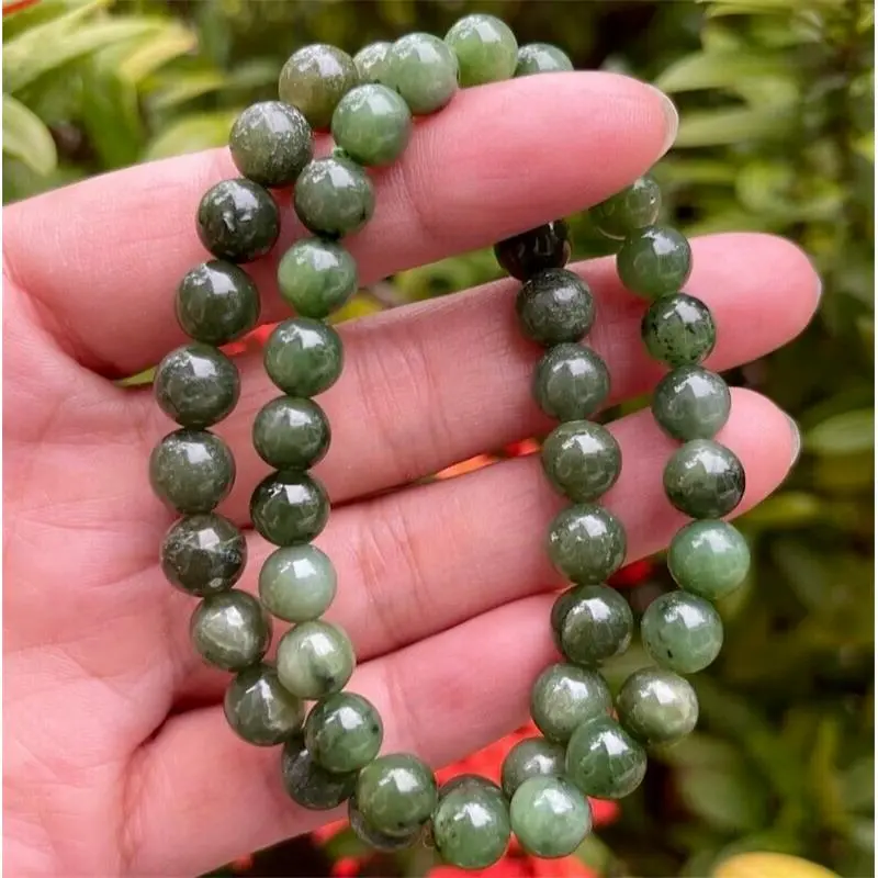 Genuine Nephrite Jade 8mm Round Beads Crystal Healing Balance Bracelet Gifts