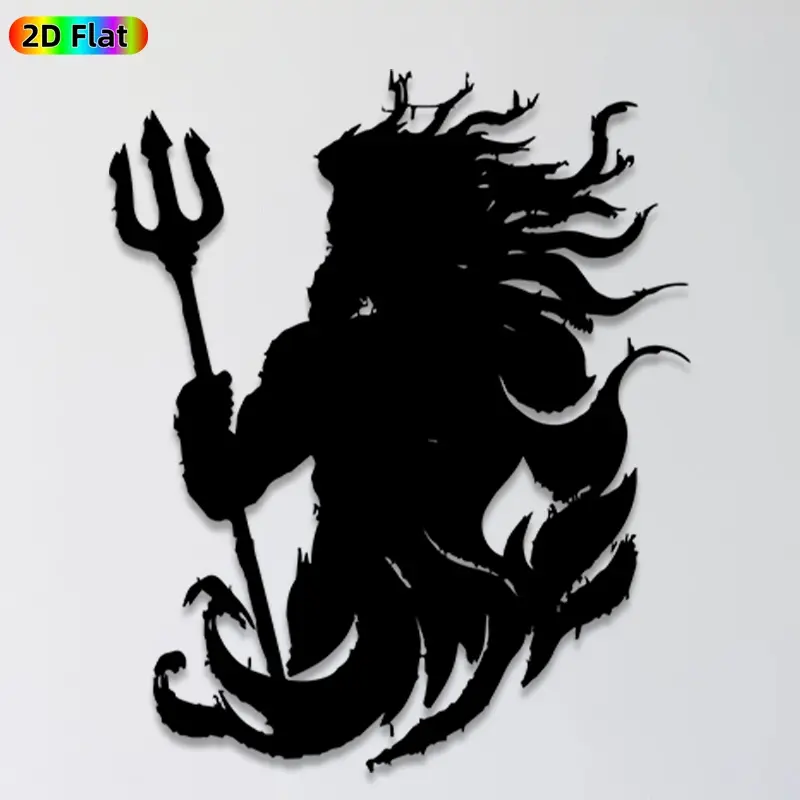 1pc Poseidon Metal Wall Art,Poseidon Statue Mural, Ideal Gift for New Year, Christmas, Mythology Enthusiasts, Weather-Resistant Metal Wall Decor Wall Sculptures, Perfect for Outdoor Garden Wall & Fence, Mythology Decor Enthusiasts