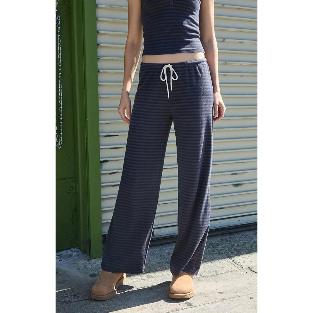 John Galt Women's Blue & Black Striped Anastasia Baggy Sweatpants John Galt Women's Blue & Black Striped Anastasia Baggy Sweatpants