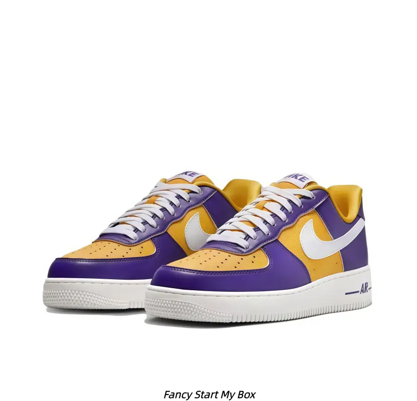 Purple Gold Two Tone Platform Skate Sneakers White Contrast Logo Low Top Basketball Team Color Casual Street Shoes Unisex