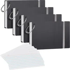 Heavyweight Ruled Index Cards 3x5, 200 Count Flash Cards with Rings and Cover, White Note Cards Lined for Home, Office