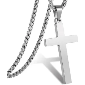 Cross necklace for men Boys women 16-24 inches stainless steel cross pendant chain religious gift