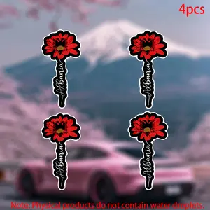 4pcs-Vintage Albania Sunflower Flag Albania Lover Sticker-Car stickers for doors, windows, laptops, luggage, furniture and bumpers-durable adhesive vinyl material