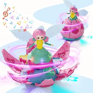Dreamy Dancing Princess Toy, Automatic Flower Rotation, Colorful Lights Music, Omnidirectional Obstacle Avoidance, Girl's Educational Toy