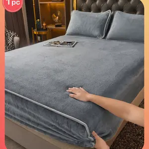 1pc 180gsm 100% Polyester Solid Color Flannel Bedspread Mattress Cover With Edging Craftsmanship, Soft & Skin-Friendly, Cosy & Warm, Home Textile Decor For All Seasons, Especially Suitable For Autumn And Winter, Bedroom/Dorm/Hotel, Festival Gift