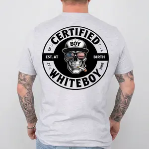 Certified Whiteboy Miller Litte Skull Tee Shirt – American Flag Sunglasses Skull Graphic Streetwear Graphic Tee For Men Women, Unisex Casual Graphic T-Shirts