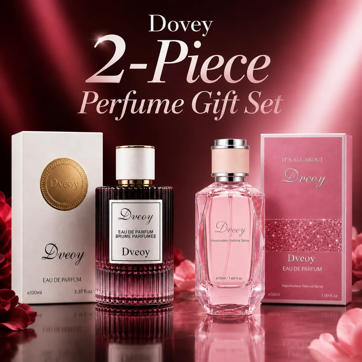 Dveoy Unisex Fragrance 2-Piece Set - "A Kiss of Perfume" 100ml Spicy Woody Notes, "Twilight Approaches" 50ml Gourmand Oriental Notes - Long-Lasting, Ideal  for  Loved Ones