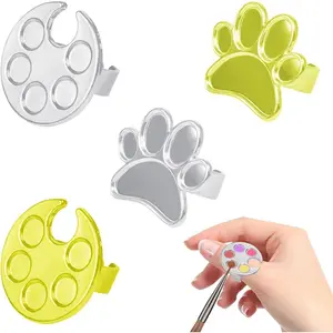 4 Pack Mini Nail Paint Art Palette Finger Rings Metal Manicure Palette Tools Makeup Palettes, Nail Art Palette Nail Polish Palette